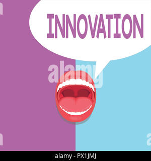 Text Zeichen zeigen Innovation. Konzeptionelle Foto neue Methode Idee Produkt verschiedene Kreative nicht vorher bekannt. Stockfoto