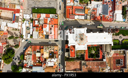 Luftaufnahme des Zocalo, historischen Zentrum von San Miguel de Allende, Mexiko Stockfoto