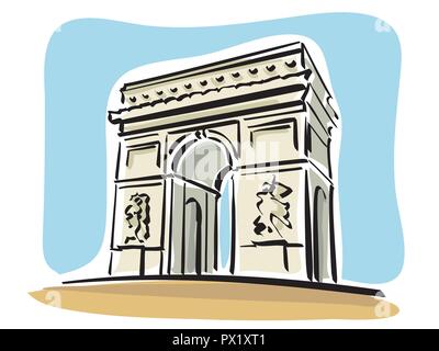 Vector Illustration des Arc de Triomphe in Paris. Stock Vektor