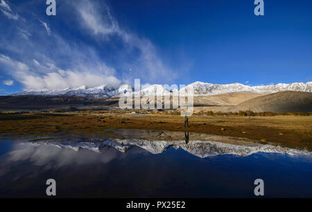 Meerak Dorf im Herbst Farbe, pangong See, Ladakh, Indien Stockfoto