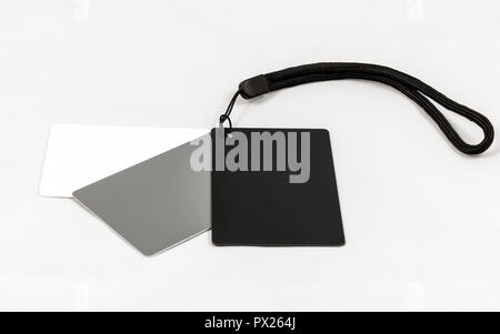 Digitale Weiß Schwarz Grau Balance Karten fest, 18 % Grau Exposition Karte Stockfoto