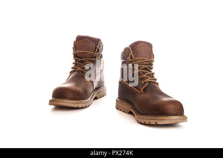 Mann Ankle Boots, braune Farbe und Nubukleder Stockfoto