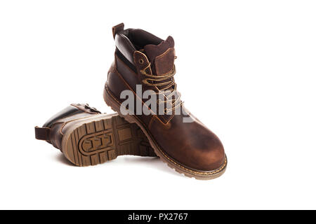 Mann Ankle Boots, braune Farbe und Nubukleder Stockfoto