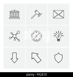 Das Weiße Haus, Hammer, Umschlag, chemische Bindung, Kompass, Lampe, unten, sheild, Symbol, Vector, Design, flach, Sammlung, Stil, kreativ, Symbole Stock Vektor