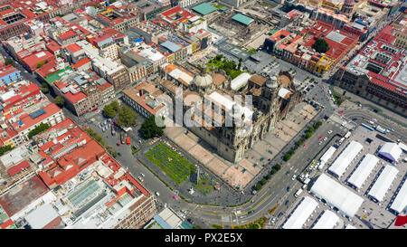 Die Kathedrale Metropolitana oder der Metropolitan Kathedrale, Zocalo, Mexiko City, Mexiko Stockfoto