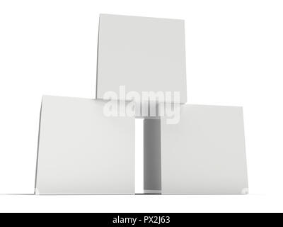 Drei weiße Felder auf weißem Hintergrund. 3D-Rendering Stockfoto