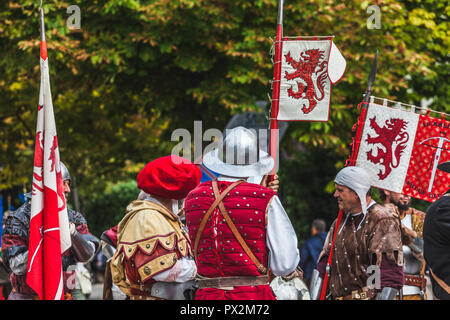 VITTORIO VENETO, Italien - 23 SEPTEMBER 2018: historische Reenactment mit verkleidet als Soldaten der Serenissima Republik Venedig Stockfoto