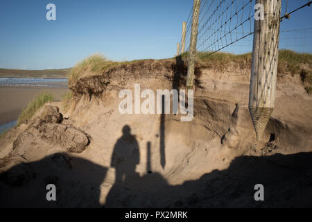 Erosion des Landes auf Machir, Bucht, Islay, Schottland. Stockfoto