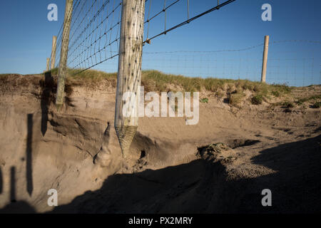 Erosion des Landes auf Machir, Bucht, Islay, Schottland. Stockfoto