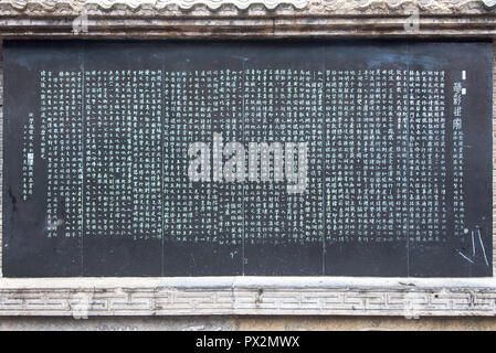 Mauer der alten chinesischen Schreiben, Fenghuang, Hunan, China. Als Hintergrund nützlich. Stockfoto