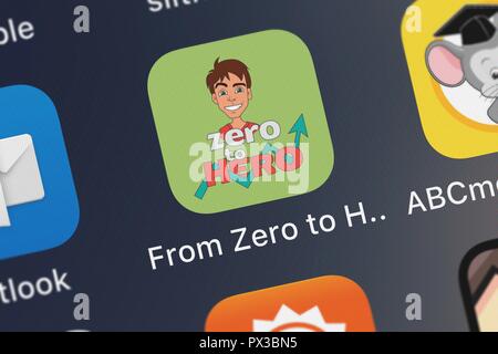 London, Großbritannien, 19. Oktober 2018: Nahaufnahme der von Null auf Hundert: Cityman Programmsymbol aus Heatherglade Ltd auf einem iPhone. Stockfoto