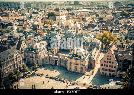 Blick über Straßburg Frankreich von oben mit Vintage t Stockfoto