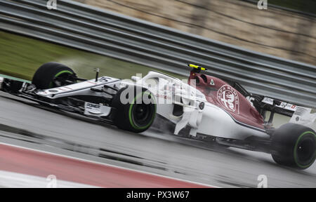 Austin, Texas, USA. Okt, 2018 19. 16'' CHARLES LECERC'' Alfa Romero Sauber F1 in Kurve 7. Credit: Hoss McBain/ZUMA Draht/Alamy leben Nachrichten Stockfoto