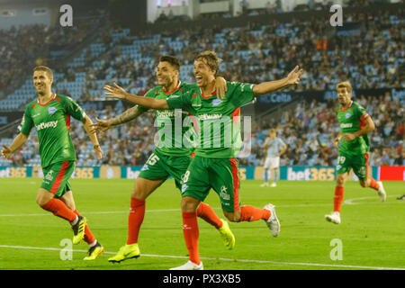 Vigo, Spanien. 20 Okt, 2018. La Liga Match zwischen Real Club Celta de Vigo und Deportivo Alaves in Balaidos Stadium; Vigo, Endstand 0-1. Credit: Brais Seara/Alamy leben Nachrichten Stockfoto