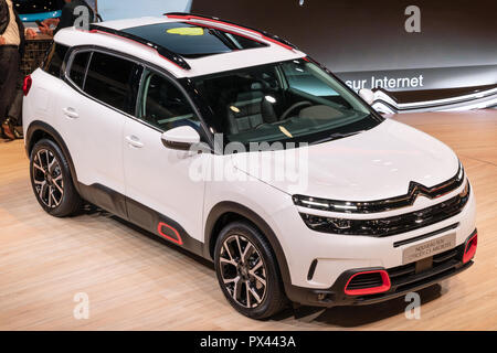 PARIS - Okt 2, 2018: Neue Citroen C5 Aircross SUV-Auto auf der Paris Motor Show präsentiert. Stockfoto