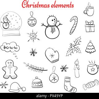 Weihnachten doodle Elemente Stock Vektor