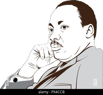 Martin Luther King Jr. (1929 - 1968) ein Amerikaner., wo er seine berühmten geliefert" Ich habe einen Traum' Rede. Vektor Bild von Martin Luther King. Stock Vektor