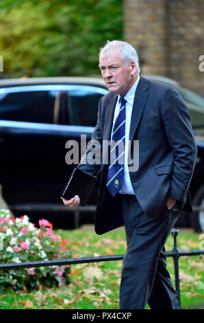 Glyn Davies MP (Con: Montgomeryshire) kommt während einer langen kabinettssitzung zu discus Brexit, Downing Street 16. Oktober 2018 Stockfoto