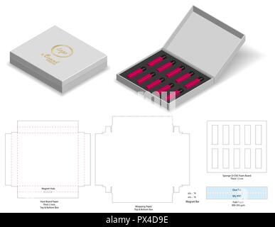 Hard board Papier starren Box 3D-Modellerstellung mit dieline Stock Vektor