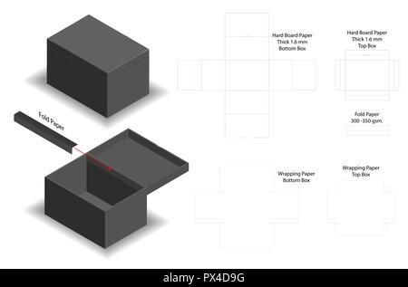 Hard board Papier starren Box 3D-Modellerstellung mit dieline Stock Vektor
