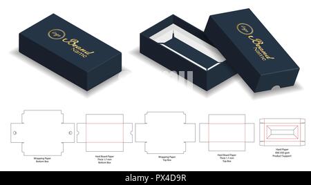 Hard board Papier starren Box 3D-Modellerstellung mit dieline Stock Vektor