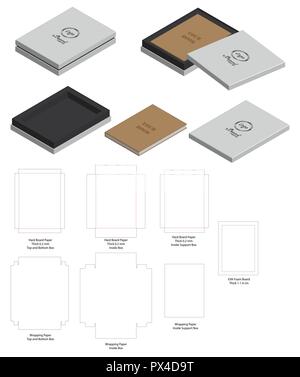 Hard board Papier starren Box 3D-Modellerstellung mit dieline Stock Vektor