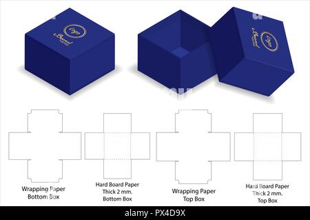 Hard board Papier starren Box 3D-Modellerstellung mit dieline Stock Vektor