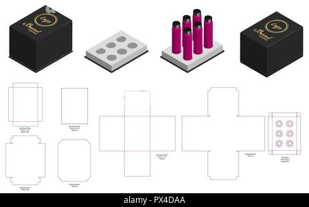 Hard board Papier starren Box 3D-Modellerstellung mit dieline Stock Vektor
