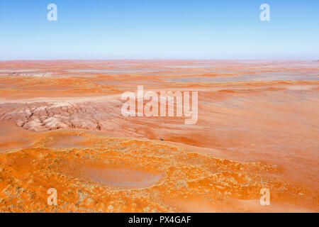 Luftaufnahme, Wüste, Landschaft, roten Sanddünen der Namib Wüste, Namib-Naukluft-Nationalpark, Namibia Stockfoto