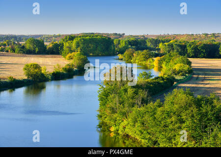 Saale, Herbst Landschaft, untere Saale Valley Nature Park Park, Sachsen-Anhalt, Deutschland Stockfoto