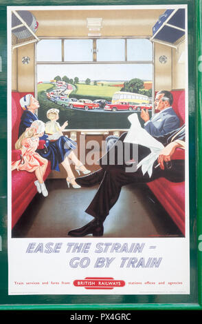 Vintage British Railways Eisenbahn Plakat, Swanage Railway Station, Dorset, England, Großbritannien Stockfoto