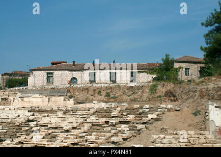 Antike Amphitheater in der archäologischen Zone von Larissa, Thessalien, Griechenland Stockfoto