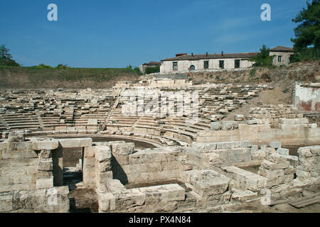 Antike Amphitheater in der archäologischen Zone von Larissa, Thessalien, Griechenland Stockfoto