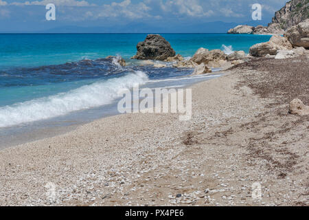 Marine von Megali Petra Beach, Lefkas, Ionische Inseln, Griechenland Stockfoto