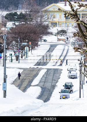 Beheizte Straße Japan - Beheizte Fahrbahn in Hakodate auf der Nördlichen japanischen Insel Hokkaido
