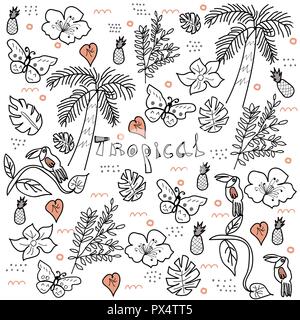 Tropischen Dschungel doodle style Vektor. Stock Vektor