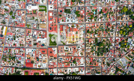 Luftaufnahme des Zocalo, historischen Zentrum von San Miguel de Allende, Mexiko Stockfoto