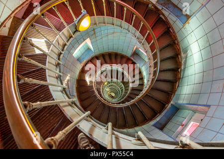 Wendeltreppe Leuchtturm von La Coubre (Phare de la Coubre), Charente Maritime, Nouvelle-Aquitaine, Frankreich Stockfoto