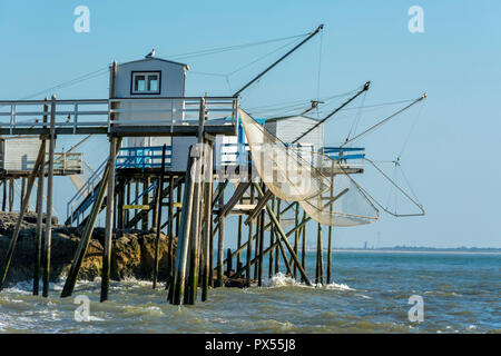 Fischerhütten (senknetze), Saint Palais sur Mer, Charente Maritime, Nouvelle Aquitaine, Frankreich Stockfoto