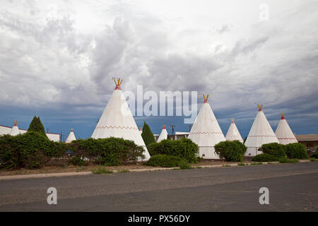 Iconic Wigwam Village Motel an der Route 66 in Holbrook, Arizona, USA Stockfoto