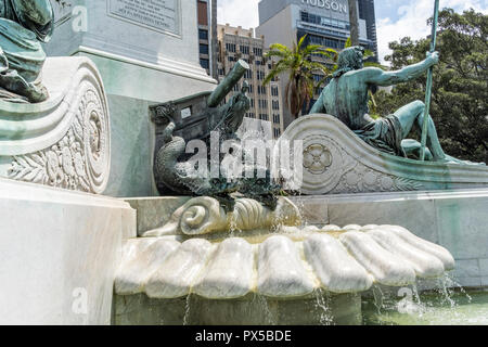 Statue von Captain Arthur Phillip ersten Gouverneur, im Royal Botanic Garden, neben der Macquarie Street Sydney, Australien Stockfoto