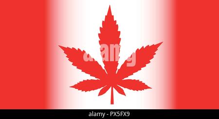 Flagge von Kanada Design mit einem roten Cannabis leaf. Kanadische stolz Konzept für die Legalisierung von Marihuana in Kanada. Verwendung von Marihuana erlaubt. Stock Vektor