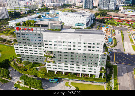 Antenne Architektur Blick auf Genting Hotel jurong im westlichen Teil von Singapur. Leicht zugang zu Industrial Park in der Nähe für den Geschäftsmann. Stockfoto