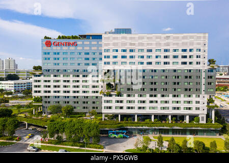 Antenne Architektur Blick auf Genting Hotel jurong im westlichen Teil von Singapur. Leicht zugang zu Industrial Park in der Nähe für den Geschäftsmann. Stockfoto