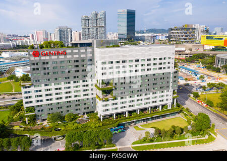 Antenne Architektur Blick auf Genting Hotel jurong im westlichen Teil von Singapur. Leicht zugang zu Industrial Park in der Nähe für den Geschäftsmann. Stockfoto