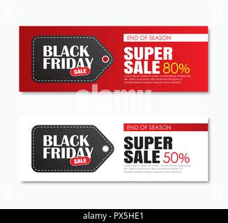 Schwarzer Freitag Verkauf Shopping Tag und Web Banner Design vorlage. Verwenden Sie für Poster, Flyer, Rabatt, Shopping, Verkaufsförderung, Werbung. Stock Vektor