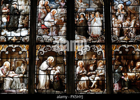 Saint Nizier Kirche. Glasfenster. Der hl. Franz von Sales von Claudius Lavergne (1815-1887). Lyon. Frankreich. Stockfoto