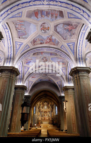 Saint-Jean Baptiste Kirche. Frecoes: Geschichten vom hl. Johannes dem Täufer. Megeve. Frankreich. Stockfoto