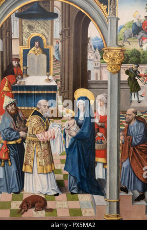 Museum der Schönen Künste, Lyon, Frankreich. Meister der A.H. Monogramm, Niederlande um 1500. Die Darstellung Jesu in der Synagoge. Detail. Stockfoto