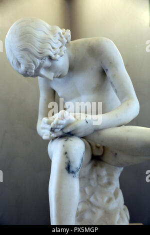 MusŽe des Beaux-Arts, Lyon, Frankreich. Museum der Schönen Künste, Lyon, Frankreich. Abel Dimier, Junge mit Thorn, Marmor. Detail. Stockfoto